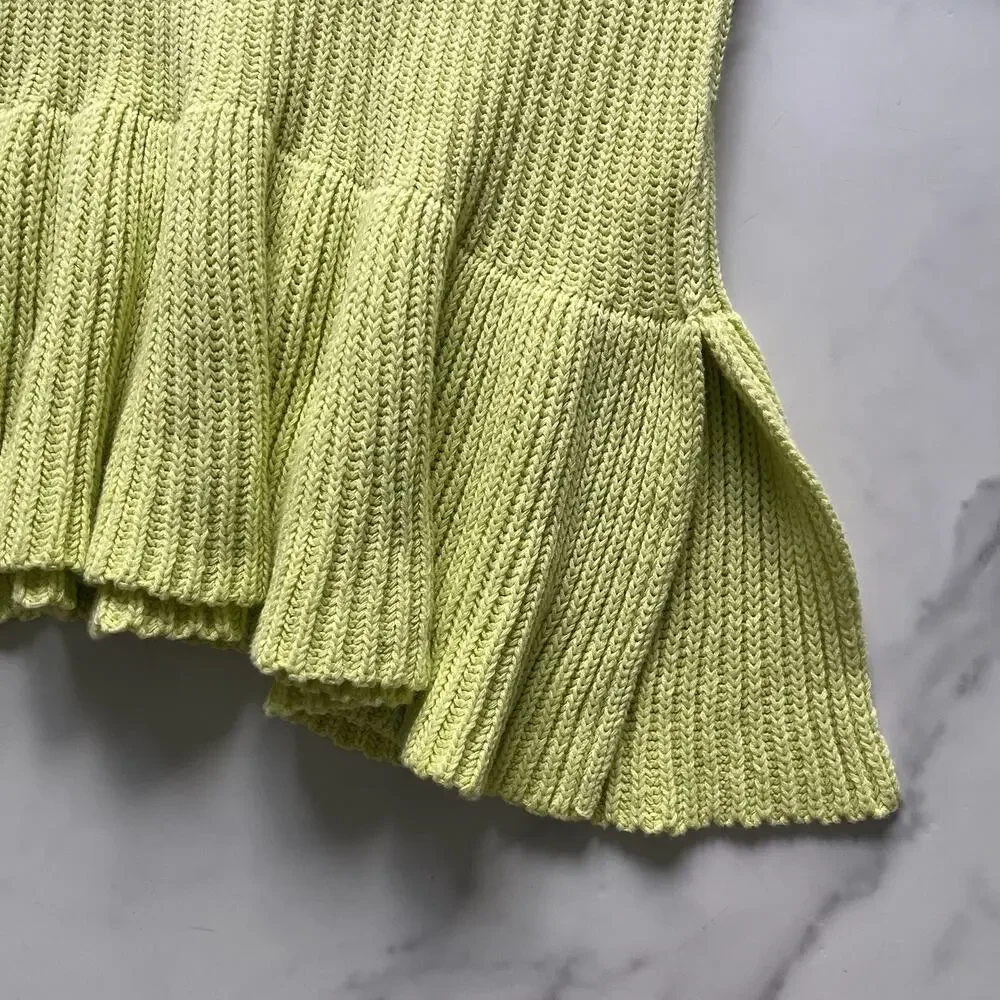 Free People Layer Cake Sweater Key Lime XS Oversized Turtleneck Chunky Knit